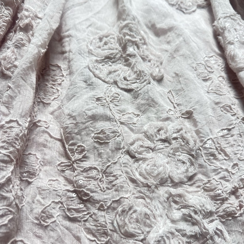 Belle France Silk Sequin Embroidered Cold Shoulder Blouse Pink S - Picture 6 of 7